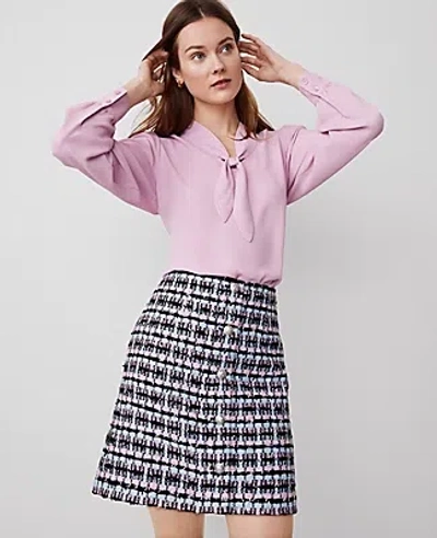 Ann Taylor Tweed Button Skirt In Orchid Breeze