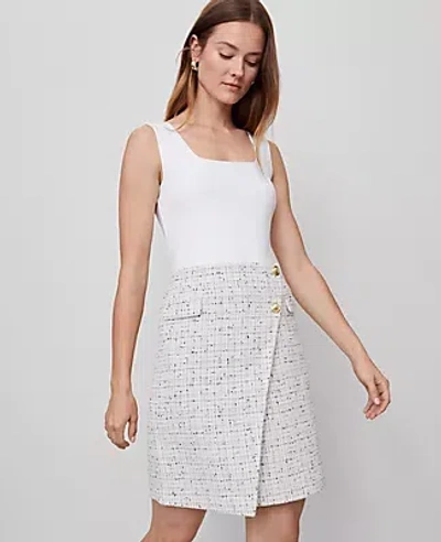 Ann Taylor Tweed Button Wrap Skirt In Multi
