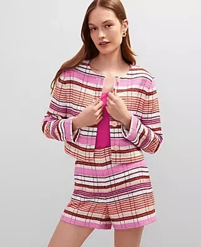 Ann Taylor Tweed Crew Neck Jacket In Multi