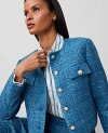 Ann Taylor Petite Tweed Crew Neck Jacket In Balmy Blue
