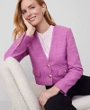 Ann Taylor Petite Tweed Cropped Jacket In Orchid Glow