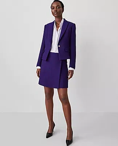 Ann Taylor Tweed D-ring Wrap Skirt In Midnight Mulberry