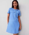 Ann Taylor Tweed Flare Dress In Clear Skies