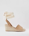 Ann Taylor Tweed Lace-up Espadrille Wedge Sandals