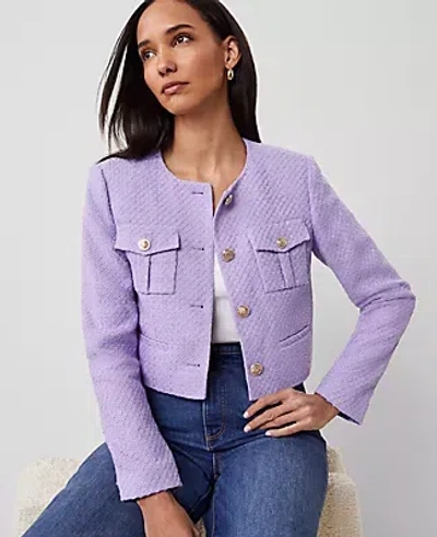 Ann Taylor Tweed Patch Pocket Jacket In Radiant Amethyst