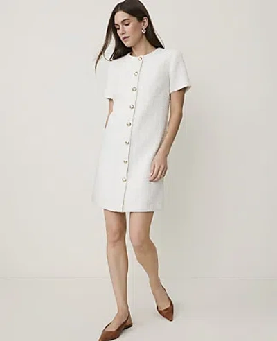 Ann Taylor Tweed Shift Dress In Winter White