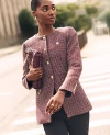 Ann Taylor Tweed Split Hem Jacket In Burgundy