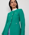 Ann Taylor Tweed Split Hem Jacket In Shady Glade