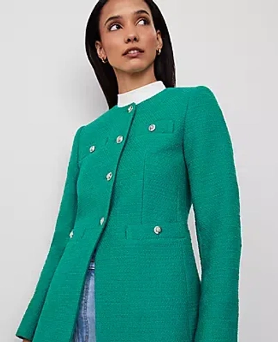 Ann Taylor Tweed Split Hem Jacket In Shady Glade
