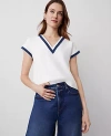 Ann Taylor Tweed Trim Dolman Top In Winter White