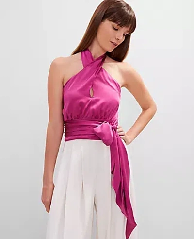 Ann Taylor Twist Halter Tie Top In Purple
