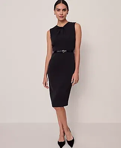 Ann Taylor Twist Neck Midi Sheath Dress In Black
