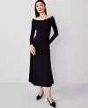 Ann Taylor Twist Off The Shoulder Knit Midi Dress In Black