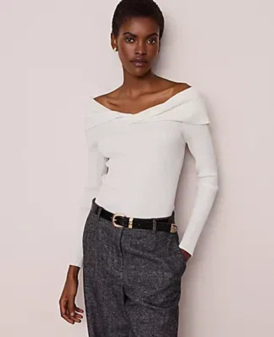 Ann Taylor Twisted Off-the-shoulder Sweater In White