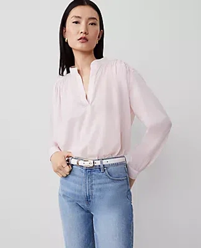 Ann Taylor V-neck Blouson Popover Top In Pink Ribbon