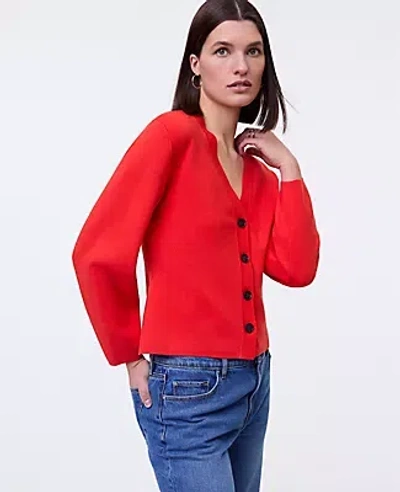 Ann Taylor V-neck Cardigan In White