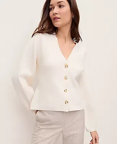 Ann Taylor V-neck Cardigan In White