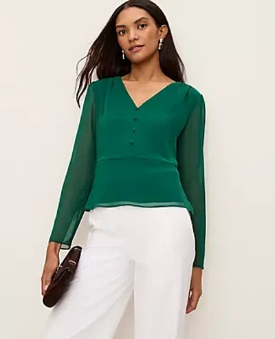 Ann Taylor V-neck Peplum Blouse
