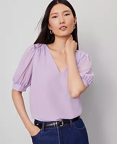 Ann Taylor V-neck Popover Top In Purple