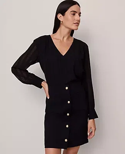 Ann Taylor V-neck Popover Top In Black
