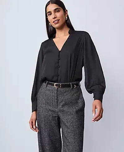 Ann Taylor V-neck Popover Top In Black