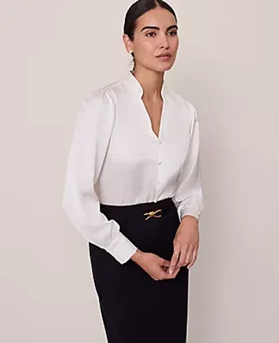 Ann Taylor V-neck Popover Top In White
