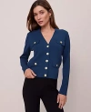 Ann Taylor V-neck Sweater Jacket In Blue