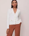Ann Taylor V-neck Sweater Jacket In White