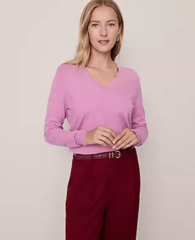 Ann Taylor V-neck Sweater In Pink