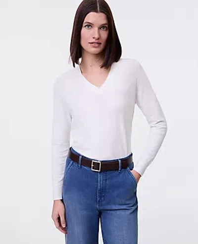 Ann Taylor V-neck Sweater In White