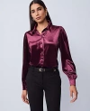 Ann Taylor Velvet Button Down Shirt In Purple
