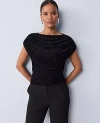Ann Taylor Velvet Dot Draped Shell Top In Black
