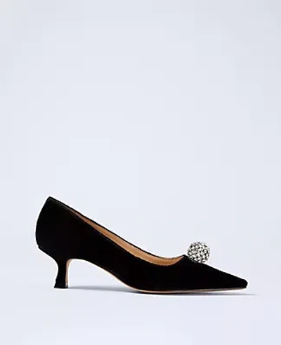 Ann Taylor Velvet Embellished Kitten Heel Pump In Black