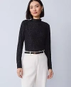 Ann Taylor Velvet Mock Neck Top In Black