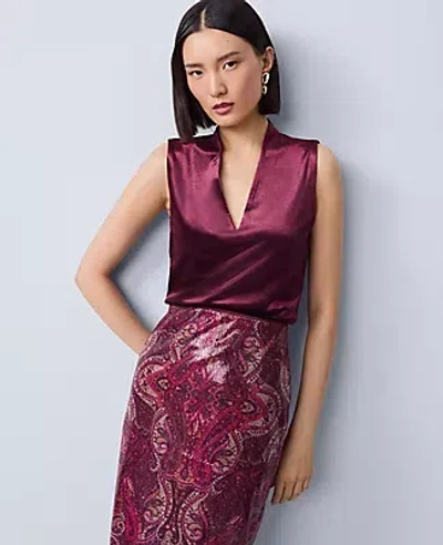 Ann Taylor Velvet Sleeveless V-neck Top In Brown