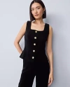 Ann Taylor Velvet Square Neck Vest In Black