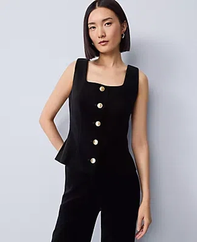 Ann Taylor Velvet Square Neck Vest In Black