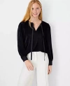 Ann Taylor Velvet Tie Neck Top In Black