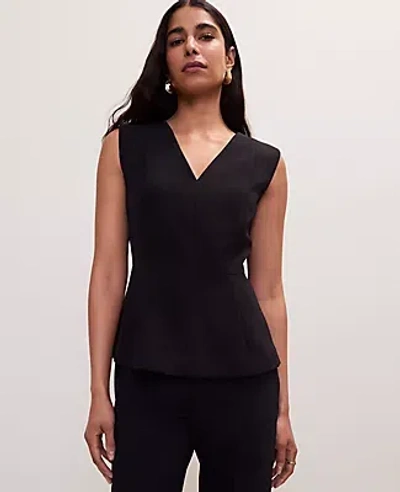 Ann Taylor V-neck Peplum Vest In Black