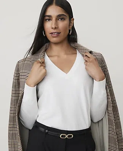 Ann Taylor V-neck Sweater In Winter White
