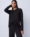 Ann Taylor Waffle Henley Lounge Top In Black