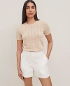 Ann Taylor Wavy Stitch Scalloped Sweater Tee In Sands Edge