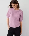 Ann Taylor Wavy Stitch Wedge Sweater In Clean Lilac