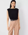 Ann Taylor Silky Crew Neck Shell Top In Black