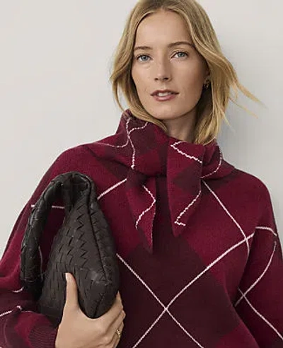 Ann Taylor Weekend Argyle Triangle Scarf In Purest Plum
