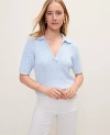 Ann Taylor Weekend Cable Polo Sweater In Multi