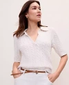 Ann Taylor Weekend Cable Polo Sweater In Multi