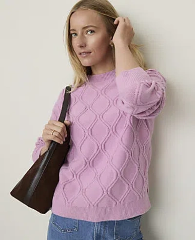 Ann Taylor Weekend Cable Sweater In Dusted Orchid