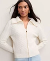 Ann Taylor Weekend Cable Sweater Jacket In White