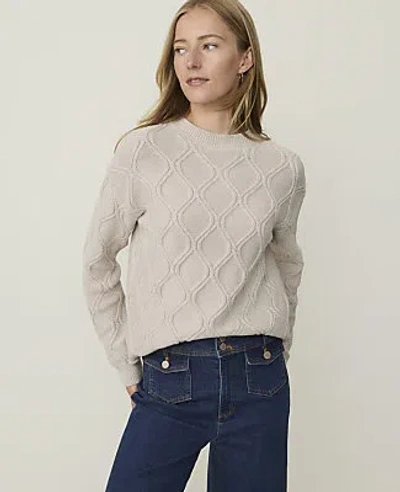 Ann Taylor Weekend Cable Sweater In Pale Sand Heather